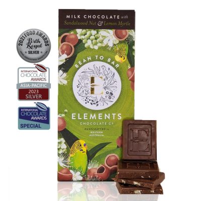 Elements Chocolate Co Milk Chocolate with Sandlewood & Lemon Myrtle 80g